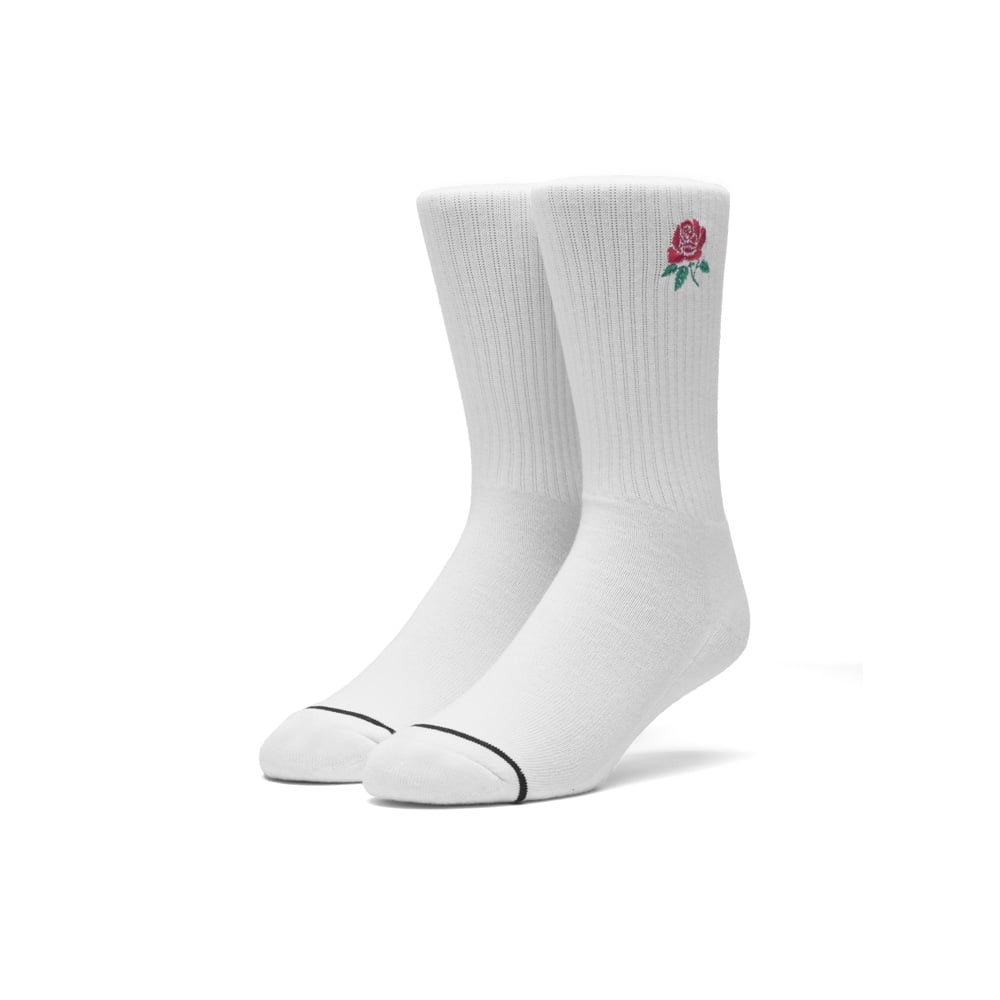 X Butter Goods Rose Crew Sock - White