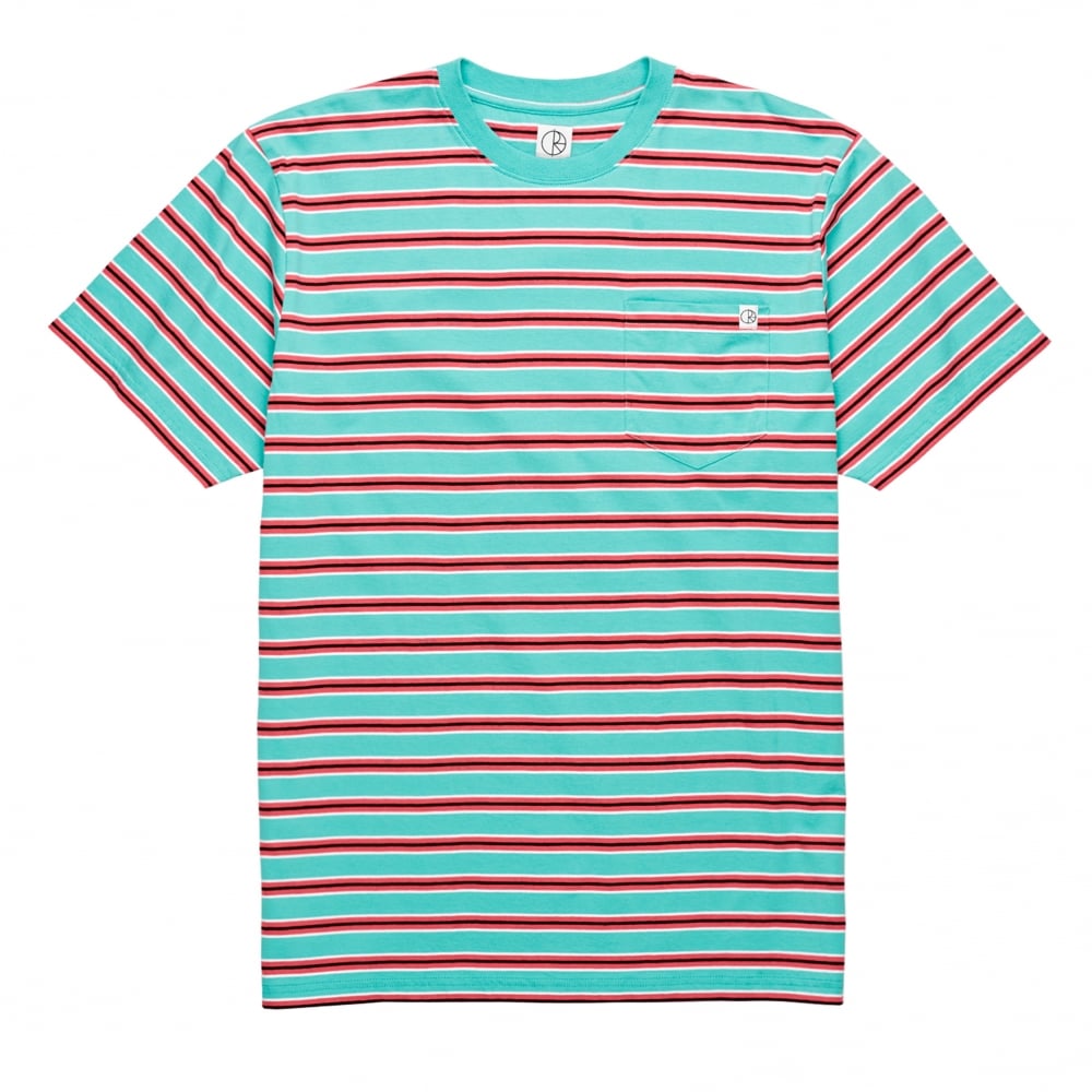 Striped Pocket T-Shirt - Mint/Crl Red