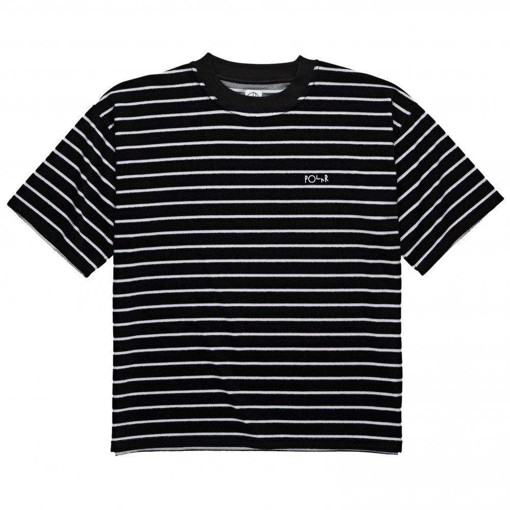 Striped Terry Surf T-Shirt - Blk/Lt Grey