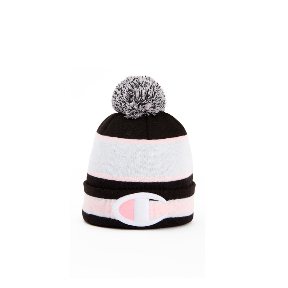 Bobble Beanie - Blk/Pink/Wht
