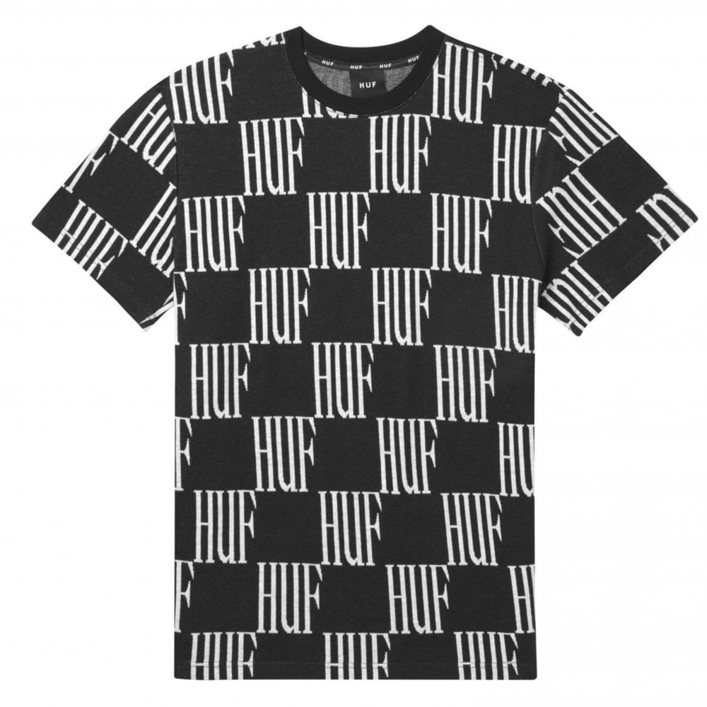 Big Checkered Knit T-Shirt - Black - Black