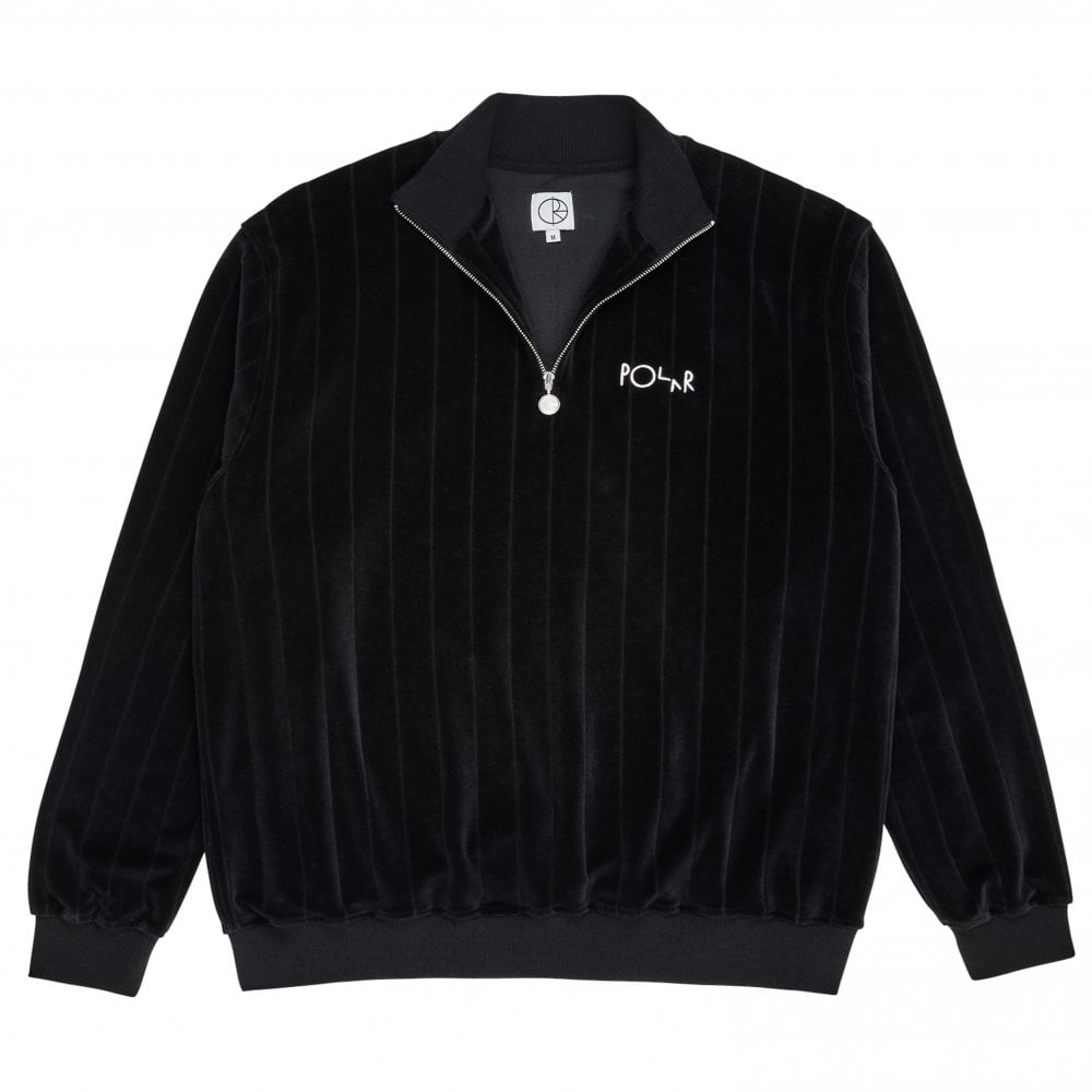 Velour Zip Sweatshirt - Black