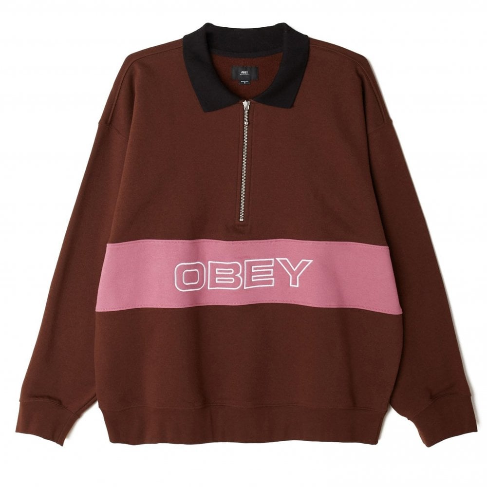 Baron Zip Polo Shirt - Brown/Multi