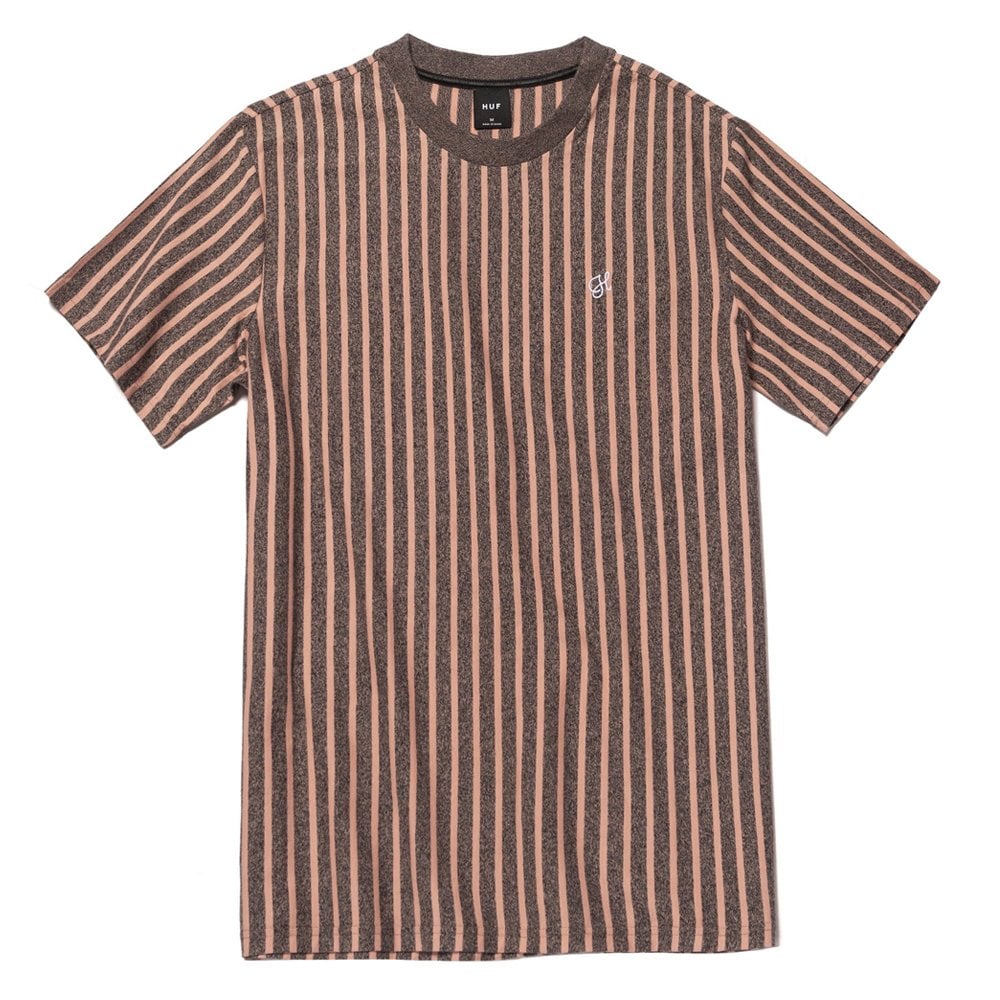 Overdyed Vertical Stripe T-Shirt  - Coral Pink