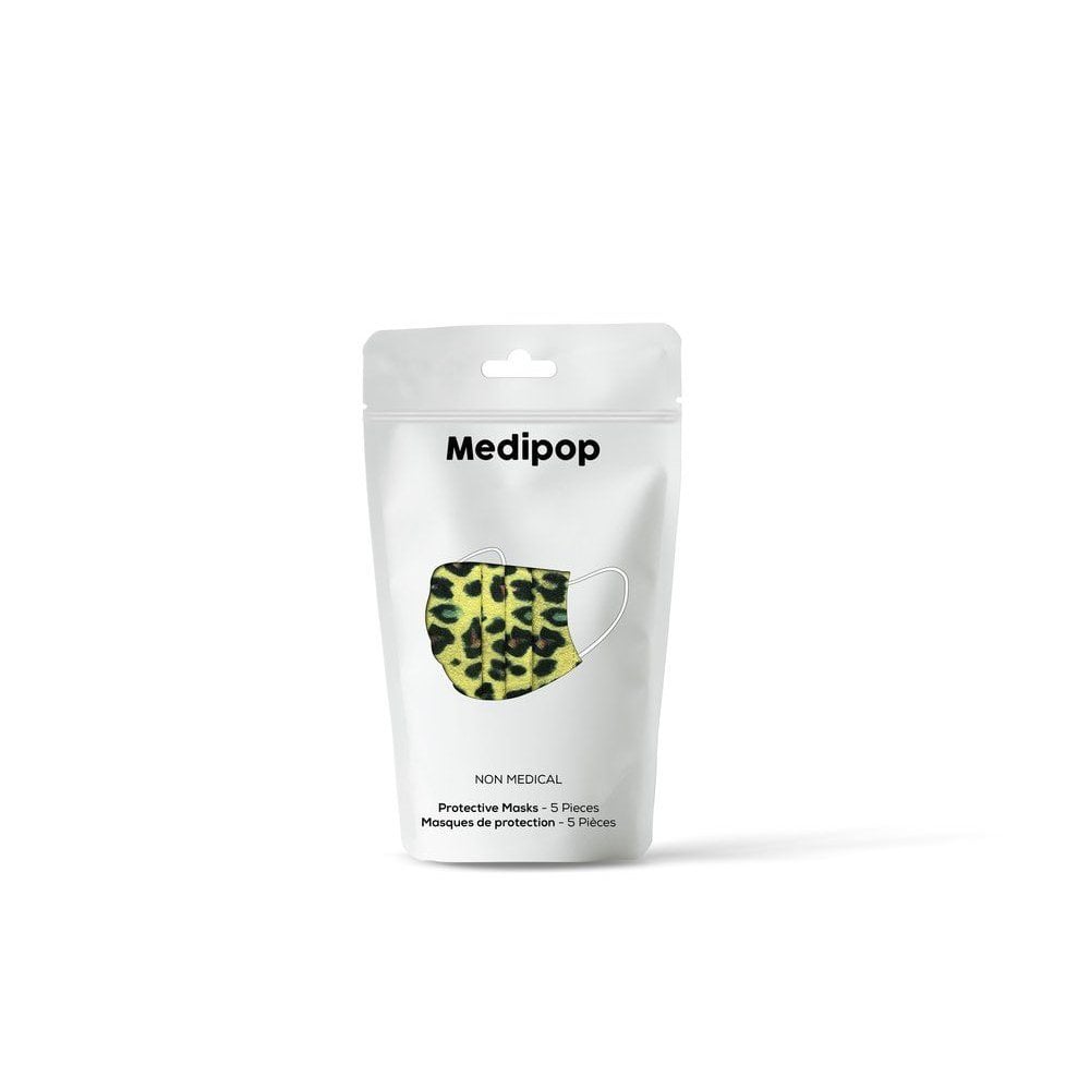 Disposable Printed Face Mask - Yellow Leopard - Yllw Leopard