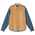Cord Denim Mix Shirt - Khaki - Khaki
