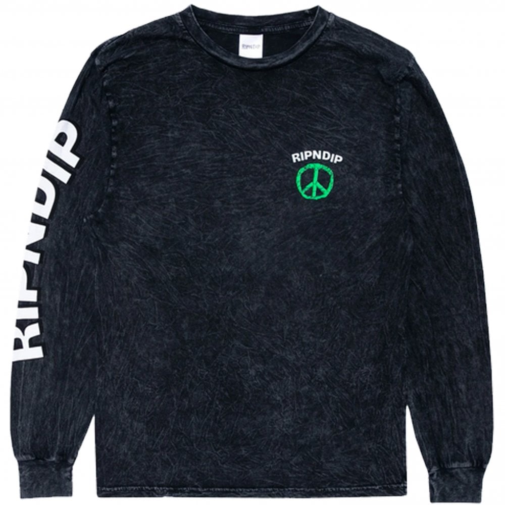 Peace No Love Long Sleeve T-Shirt - Blk Min Wash