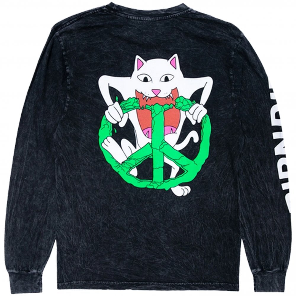 Peace No Love Long Sleeve T-Shirt - Blk Min Wash