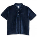 Stripe Velour Polo Shirt - Navy