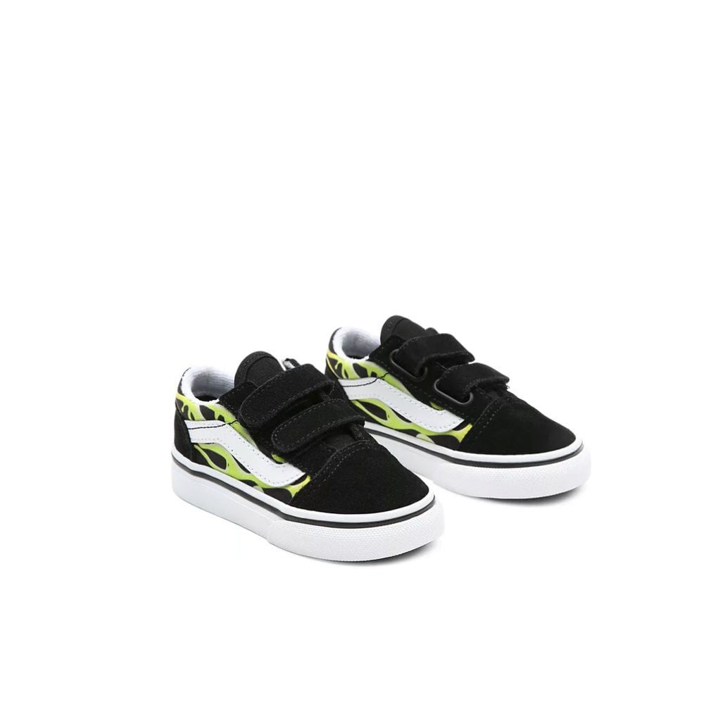 Old Skool Slime Flame Velcro Toddler - Black/White