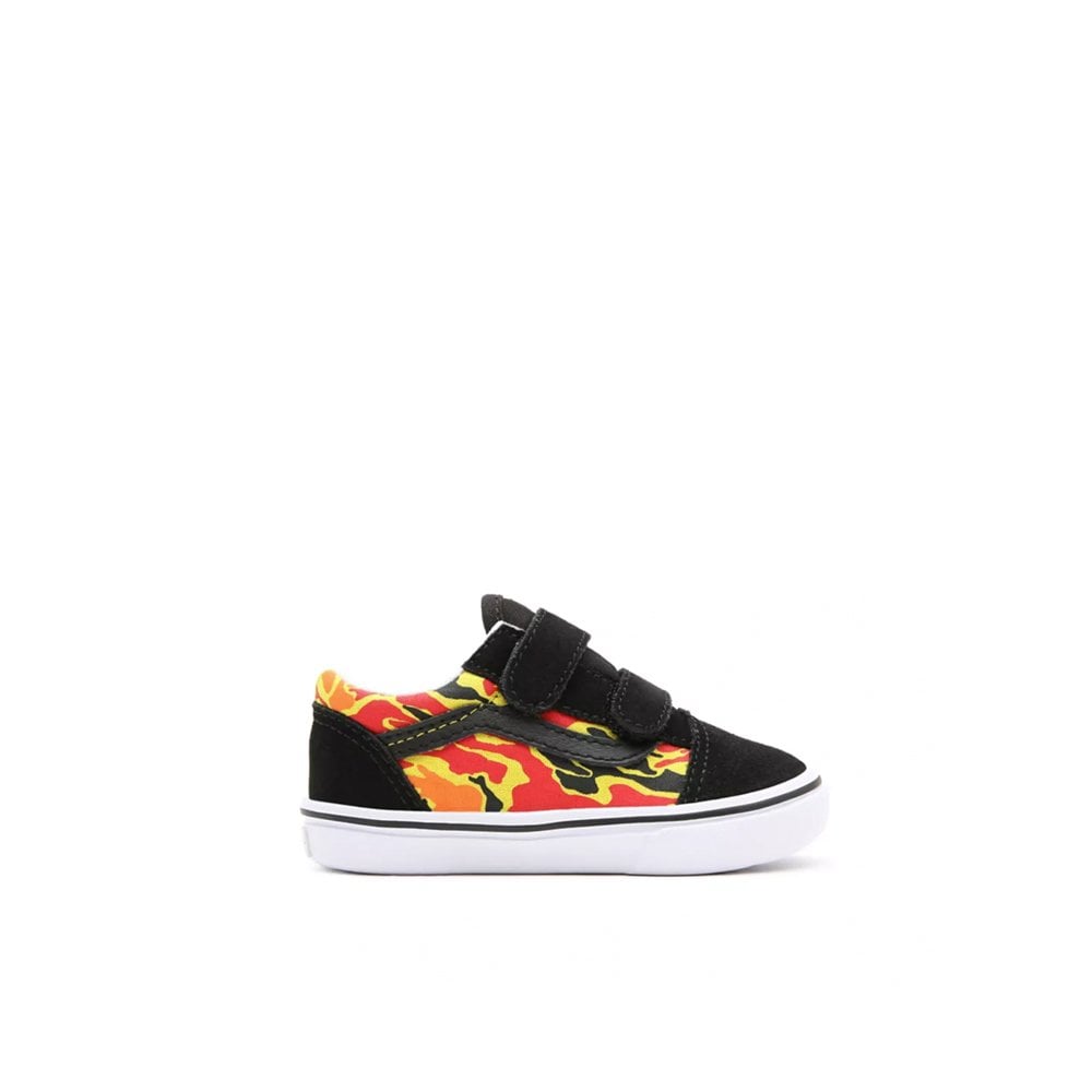 Old Skool Flame Camo Velcro Toddler - Black/White - Black/White