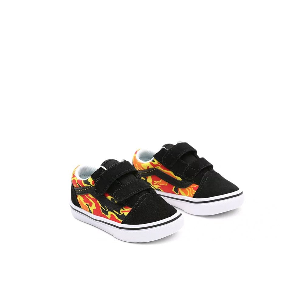 Old Skool Flame Camo Velcro Toddler - Black/White - Black/White