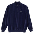 Velour Zip Neck Sweatshirt - Rich Navy - Rich Navy