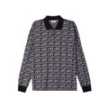 Wergner Jacquard Long Sleeve Polo Shirt - Black Multi