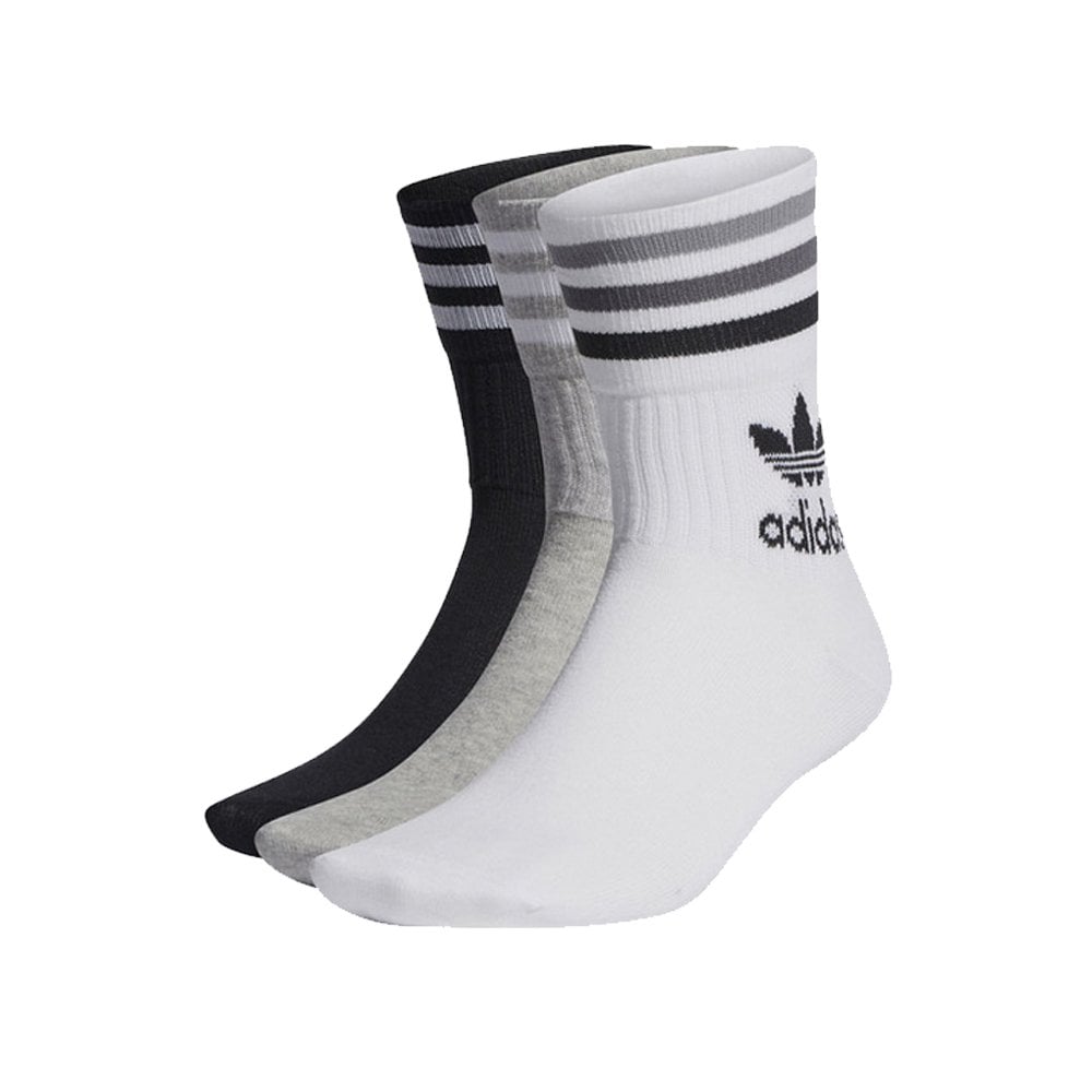 Mid Cut Crew Sock - Wht/Grey/Blk