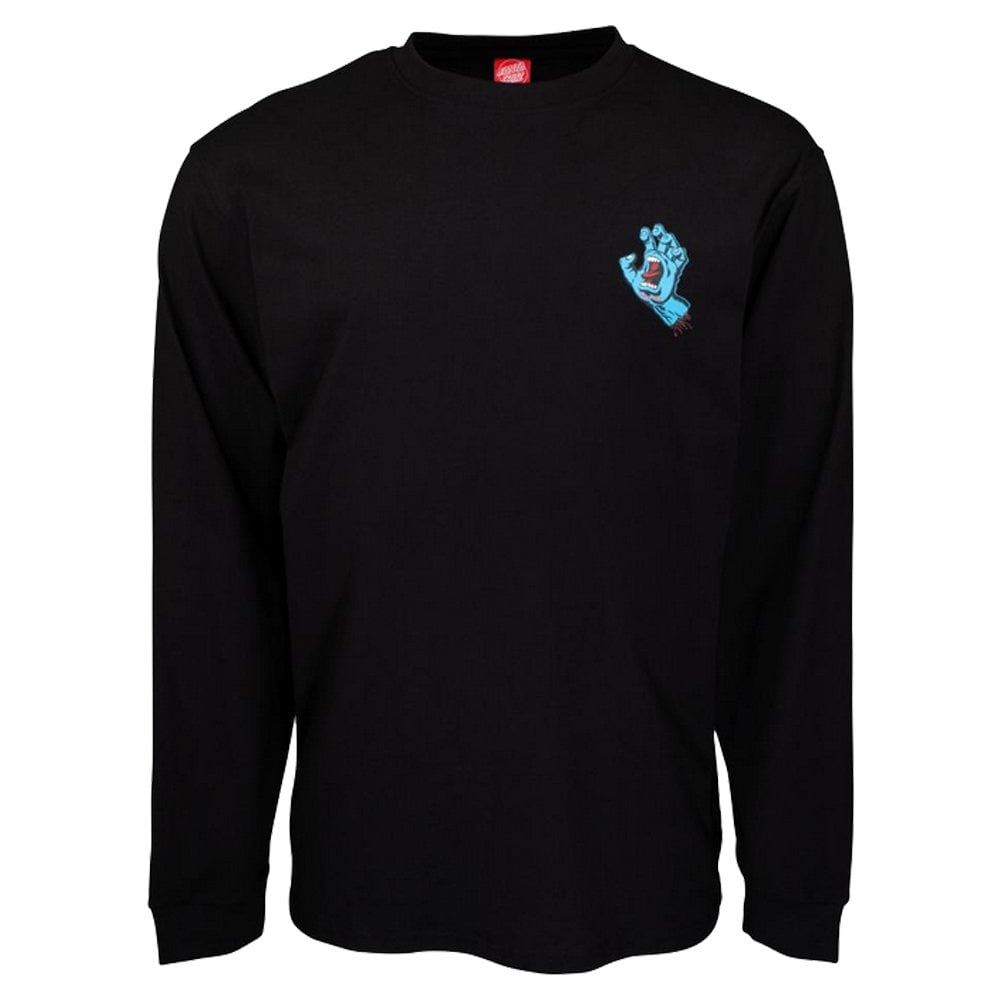 Screaming Hand Chest Long Sleeve T-Shirt - Black