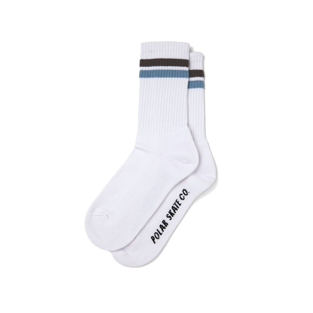 Stripe Socks - Wht/Brwn/Blu