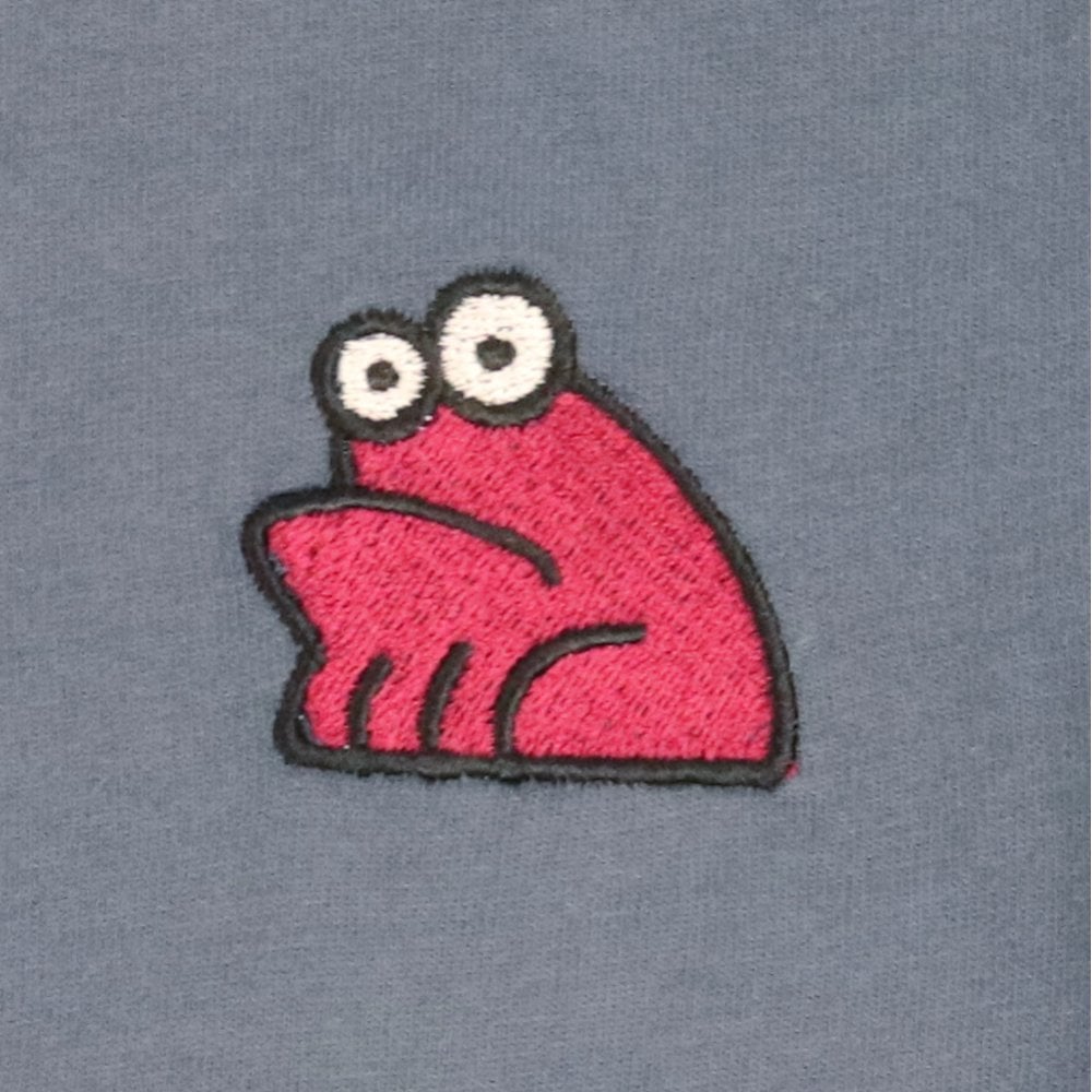 Sad Frog Embroidered T-Shirt - Petrol/Burg