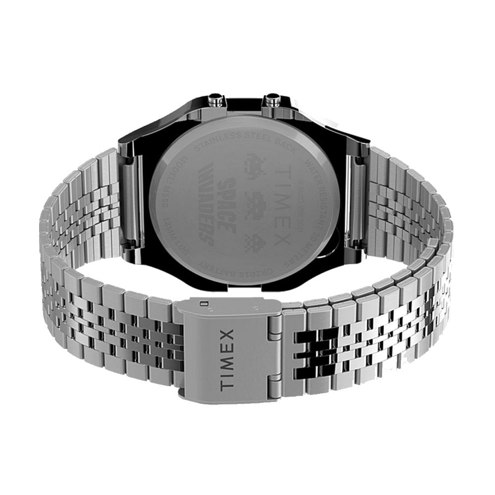 x Space Invaders T80 34mm Stainless Steel Bracelet Watch - Silver Tone