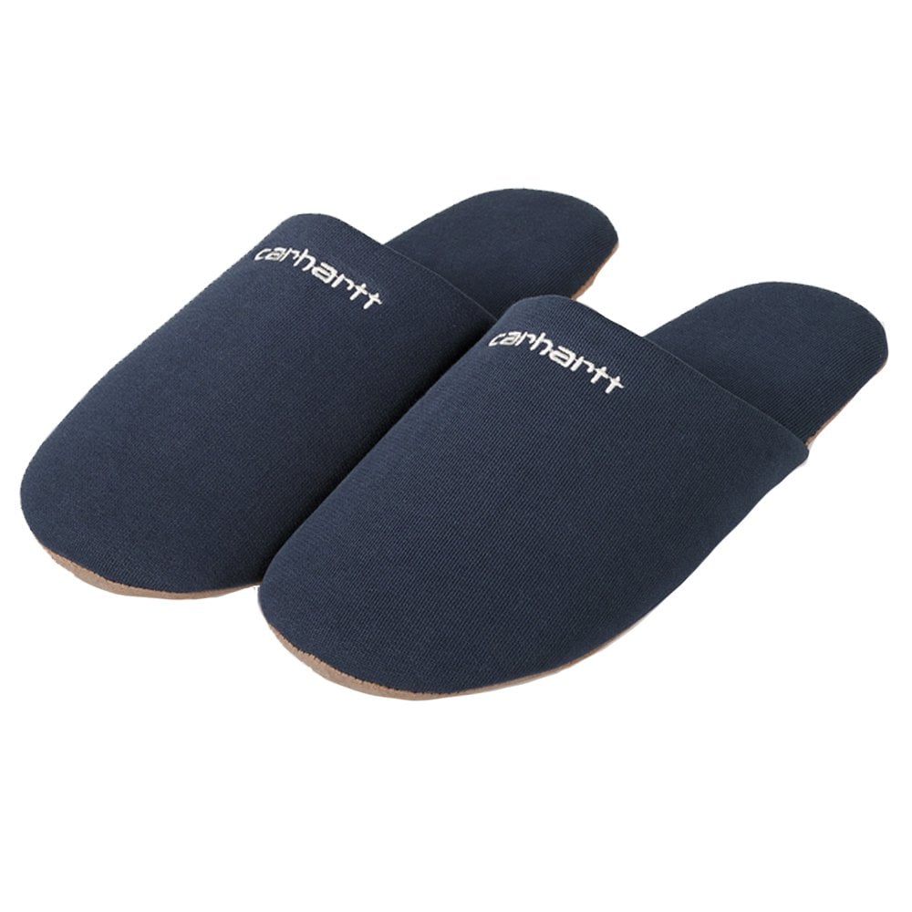 Script Embroidery Slippers - Enzian/White