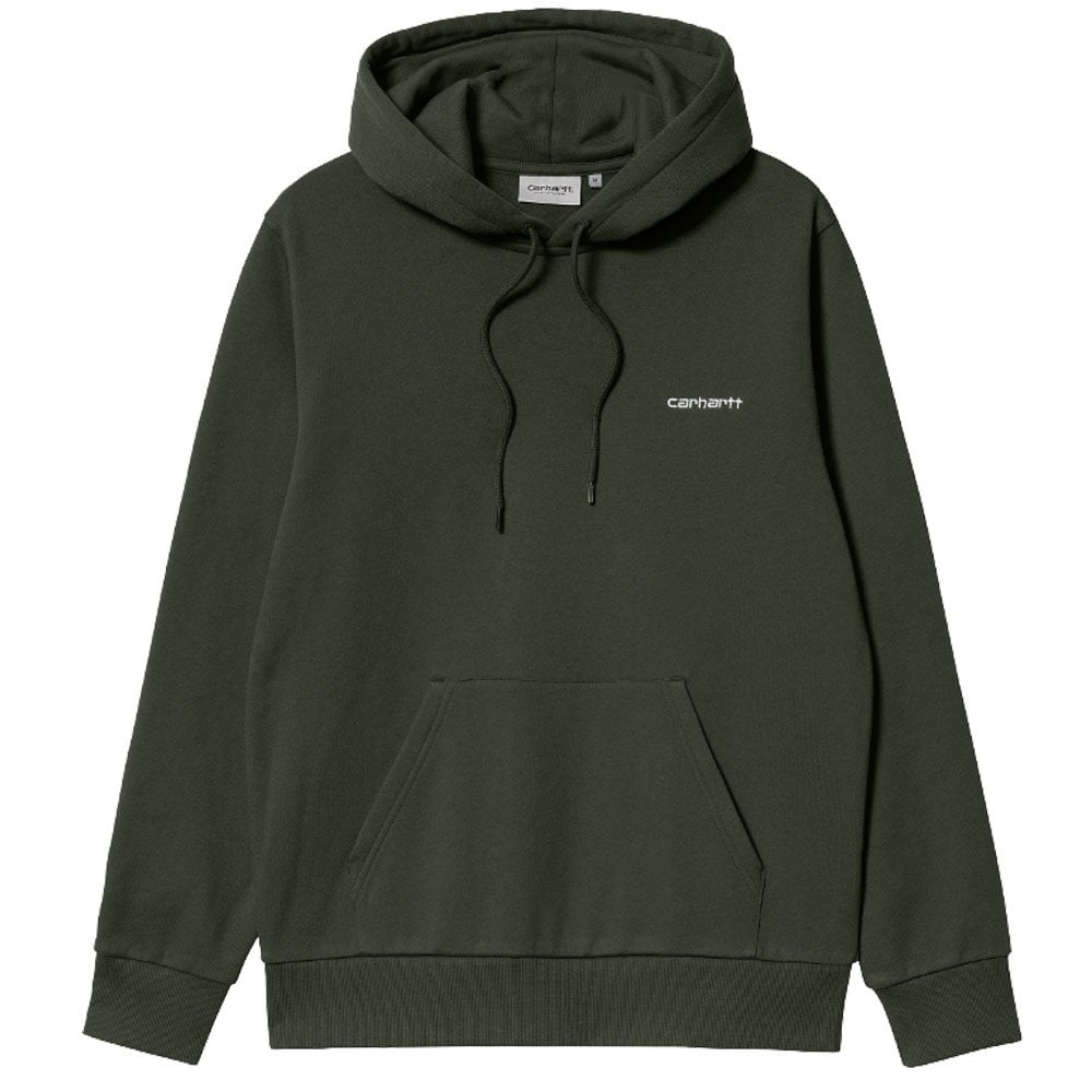 Hooded Script Embroidery Sweatshirt - Boxwood/Wht