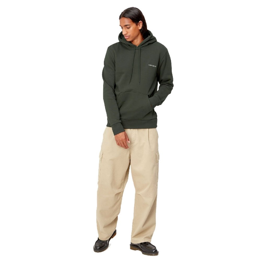 Hooded Script Embroidery Sweatshirt - Boxwood/Wht