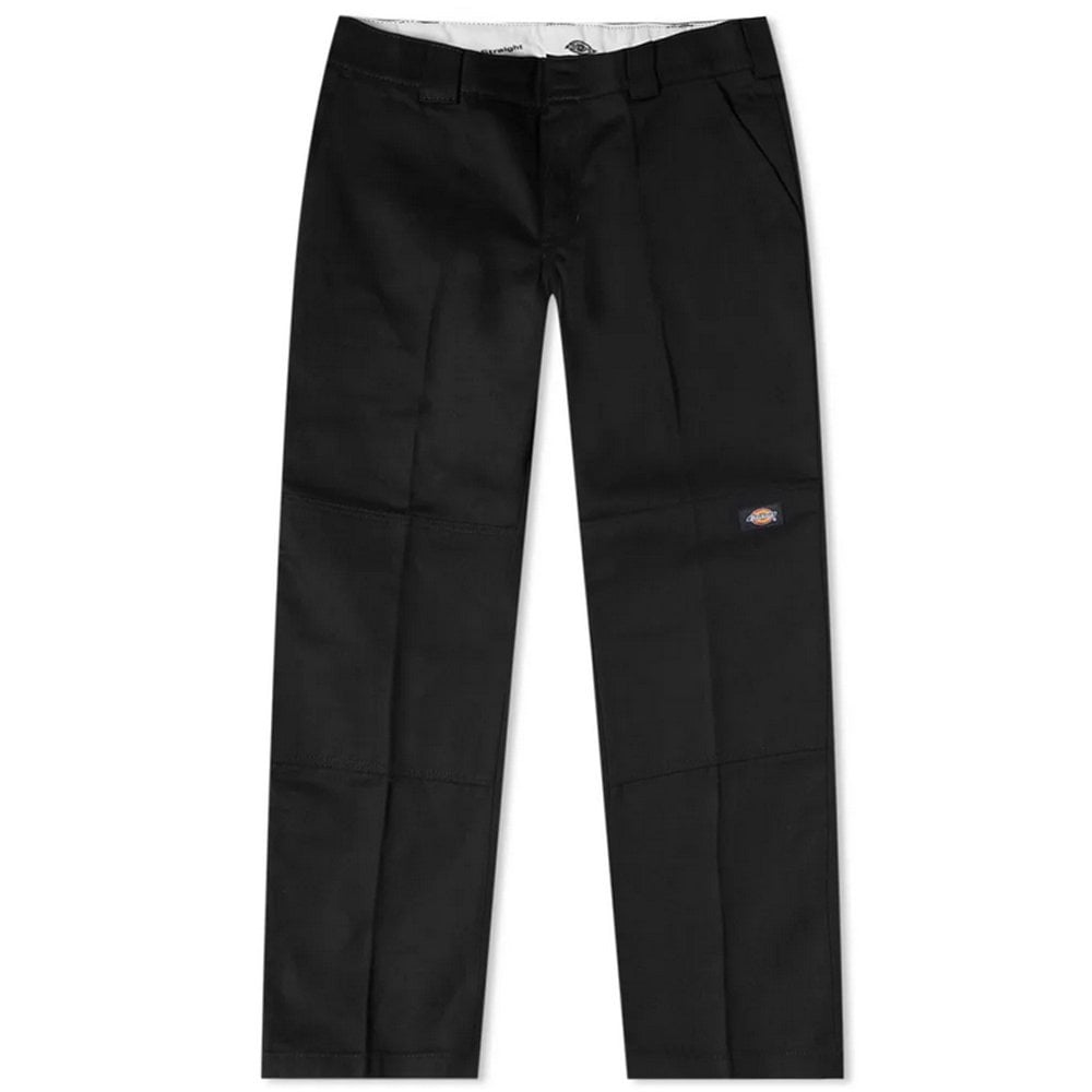 Slim Straight Double Knee Pants - Black
