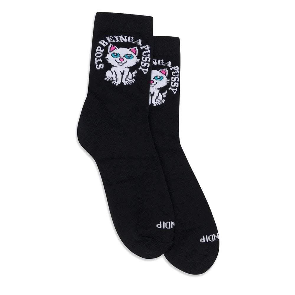 Stop Being A Pussy Mid Socks - Black