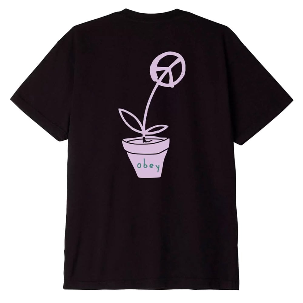 Peace Flower Organic T-Shirt - Faded Black