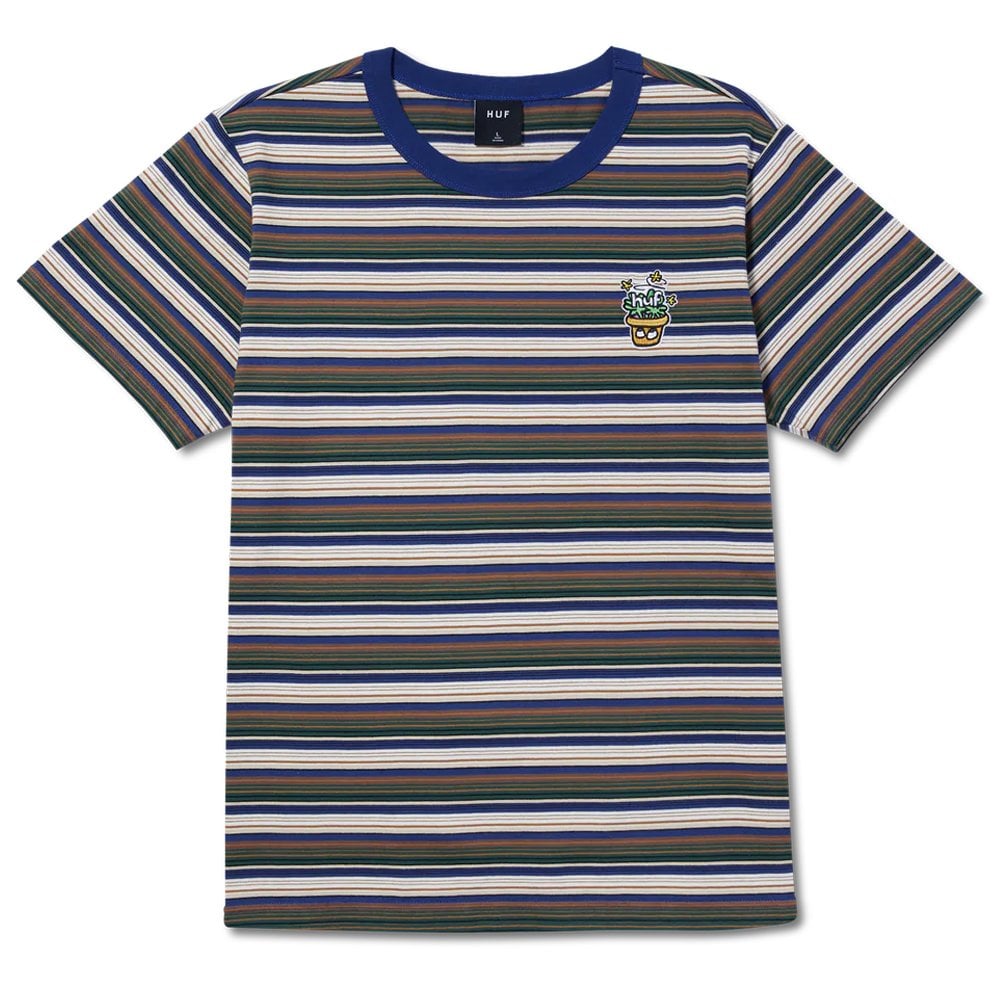 Pot Head Striped Knit T-Shirt - Olive