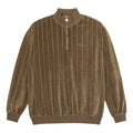 Stripe Velour Zip Neck Sweatshirt - Beech
