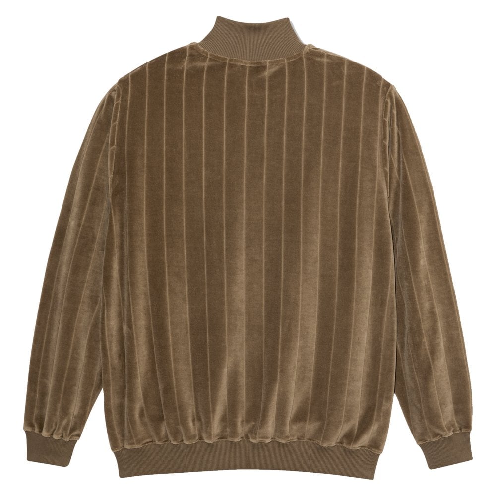Stripe Velour Zip Neck Sweatshirt - Beech