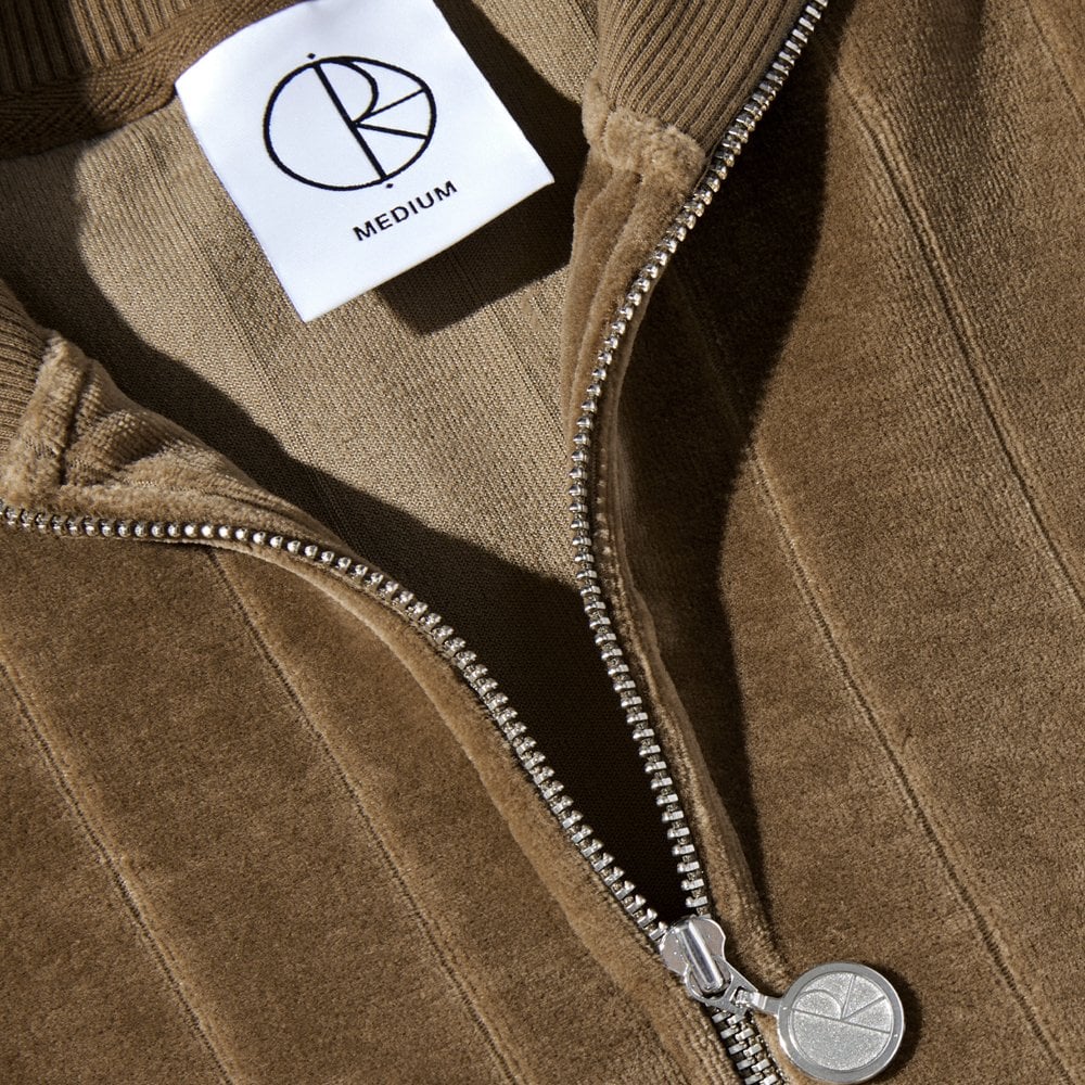 Stripe Velour Zip Neck Sweatshirt - Beech