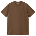 Short Sleeve Script Embroidered T-Shirt  - Lumber/White