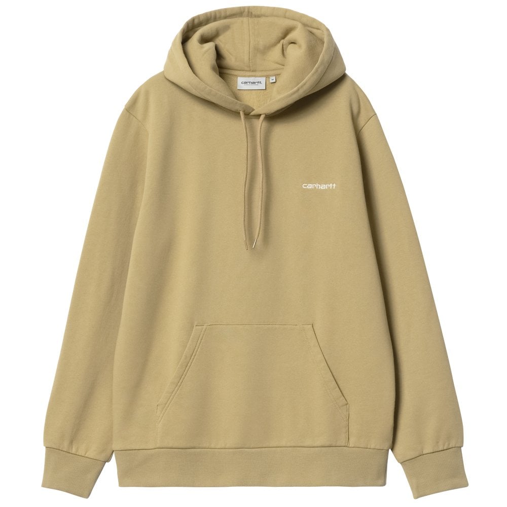 Hooded Script Embroidery Sweatshirt - Agate/White