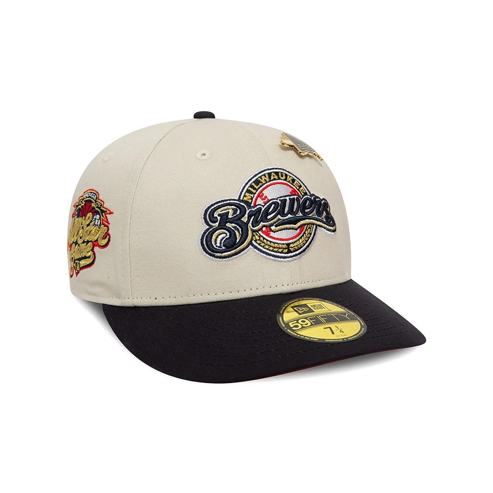 Milwaukee Brewers MLB Pin Low Profile 59FIFTY Fitted Cap - Cream/Navy