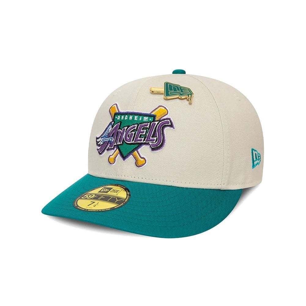 LA Angels MLB Pin Low Profile 59FIFTY Fitted Cap - Cream/Teal