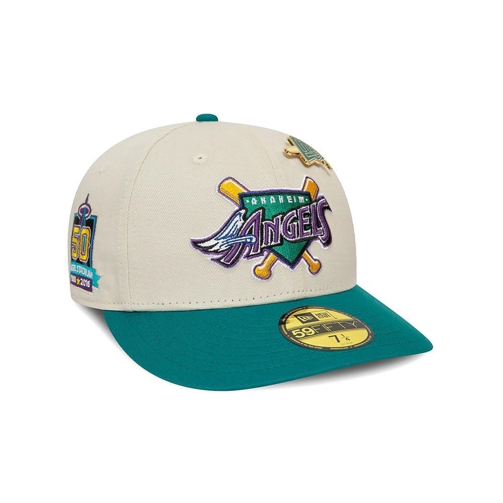 LA Angels MLB Pin Low Profile 59FIFTY Fitted Cap - Cream/Teal