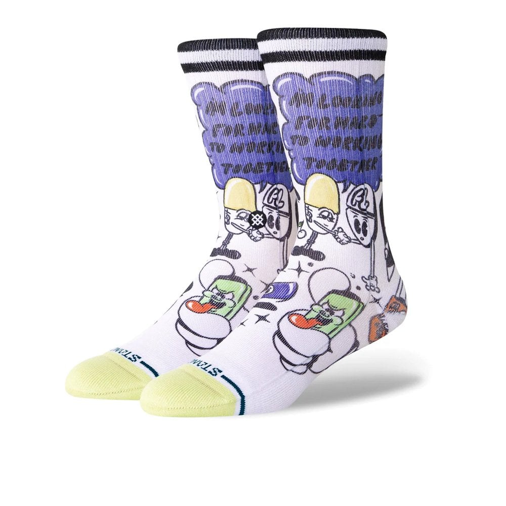 Daily Danger Crew Socks - White