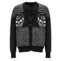 Lucky 13 Skull Jacquard Knit Cardigan - Beige/Black