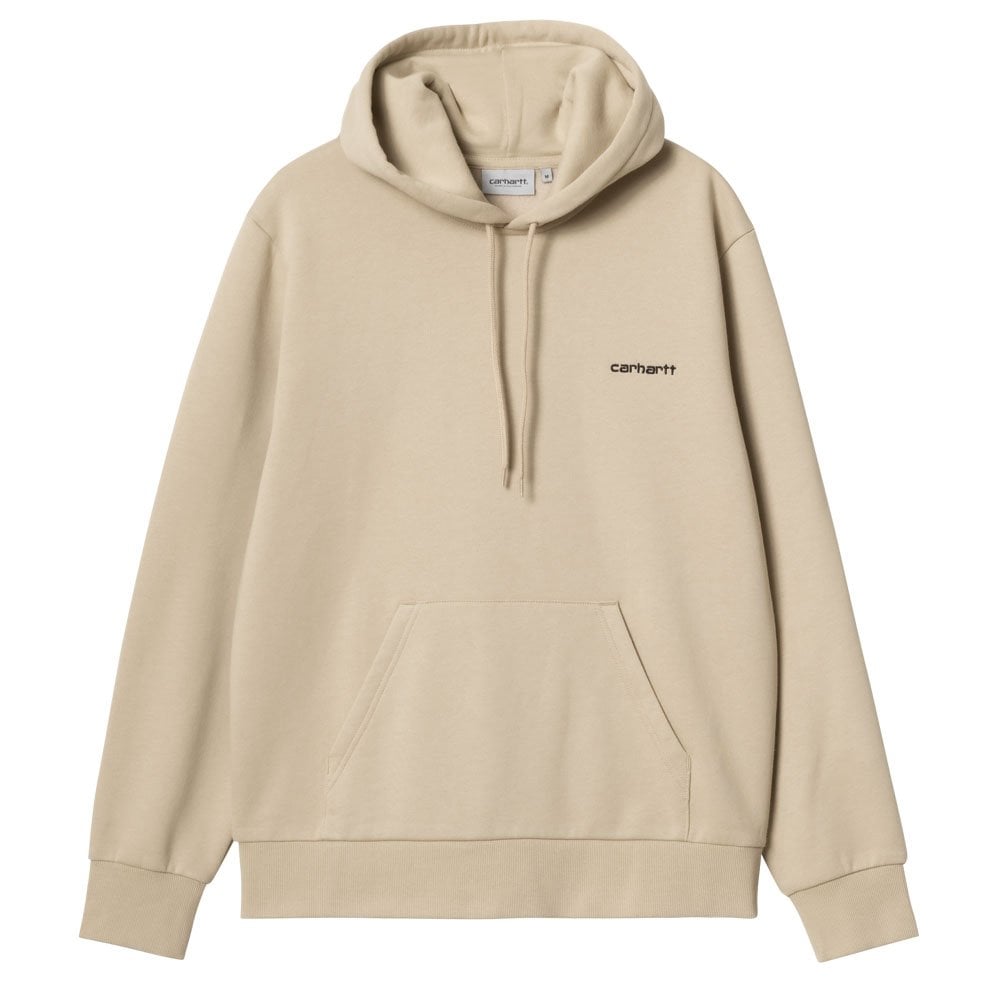 Hooded Script Embroidery Sweatshirt - Wall/Black