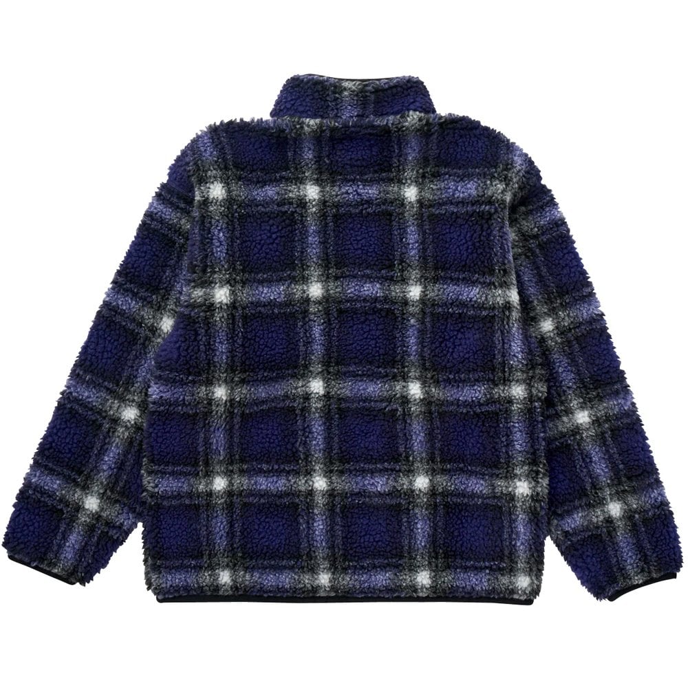 Shadow Plaid Sherpa Jacket - Purple