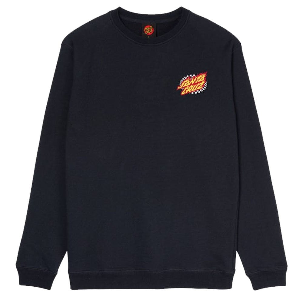 Oval Check Flame Crewneck Sweatshirt - Black