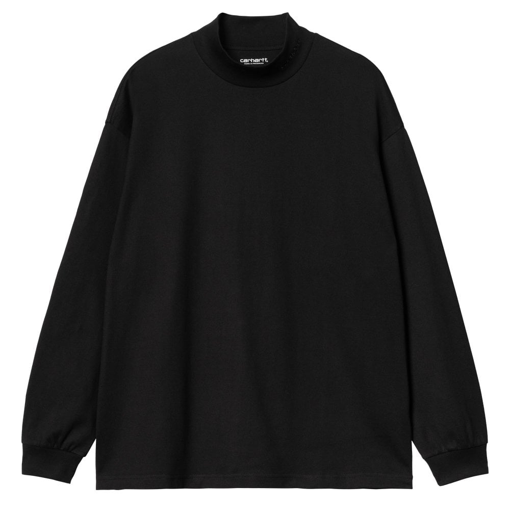 Script Mock Long Sleeve T-Shirt  - Black