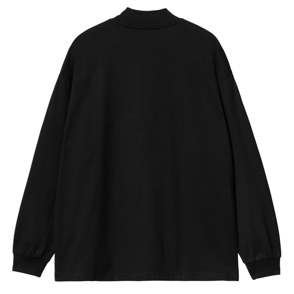 Script Mock Long Sleeve T-Shirt  - Black