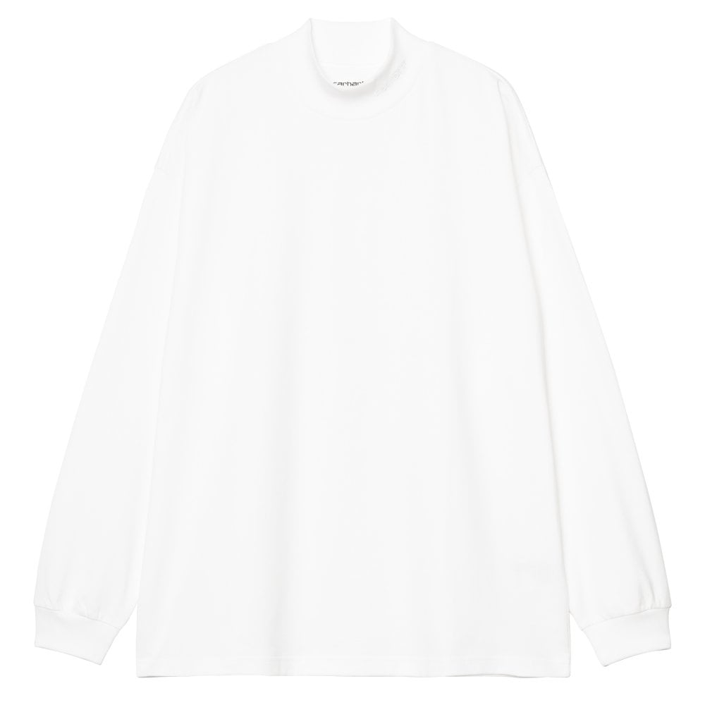 Script Mock Long Sleeve T-Shirt  - White