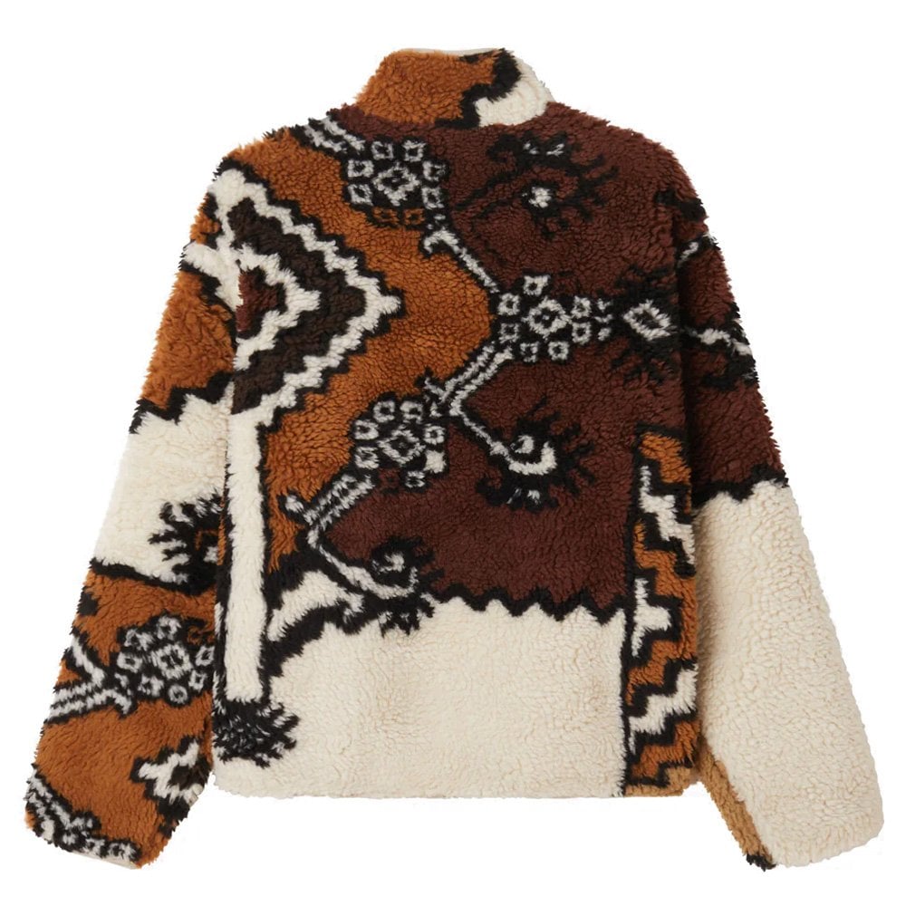 Moroccan Rug Sherpa Jacket - Brown Multi