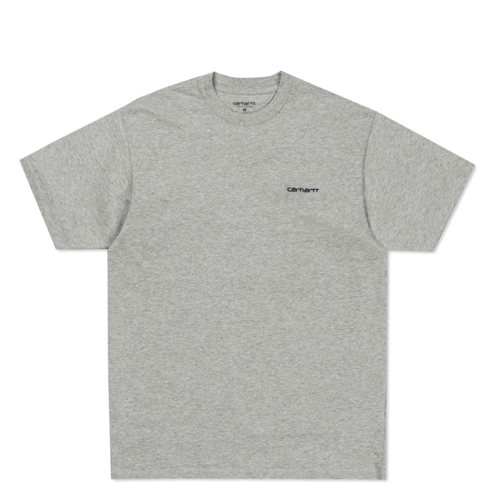 Short Sleeve Script Embroidered T-Shirt - Grey Hea/Blk