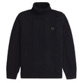 Cable Knit Roll Neck Jumper - Black