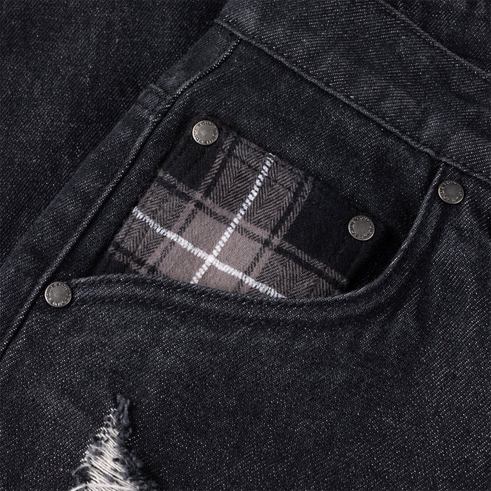 Secret Baggy Denim Pants - Black Washed